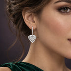 Pavé CZ Heart Drop Earrings - view 3