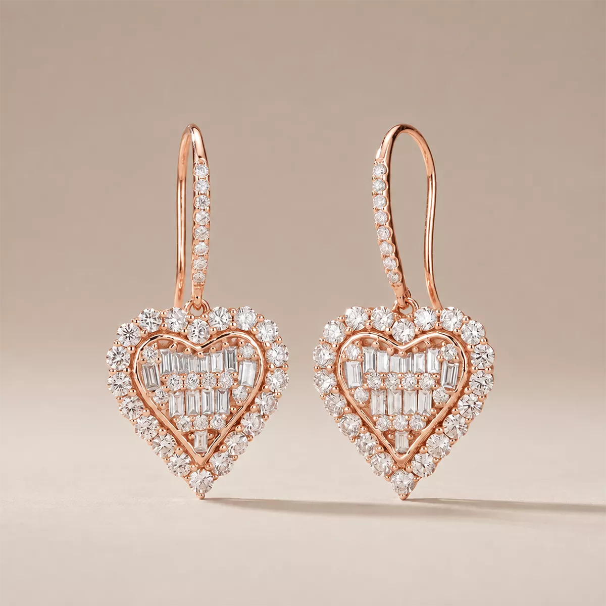 Pavé CZ Heart Drop Earrings - view 5