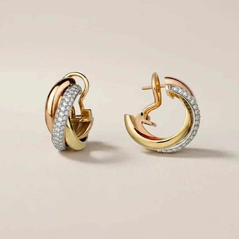 Pavé CZ Interlocking Hoop Earrings