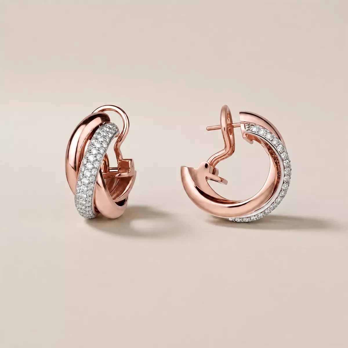 Pavé CZ Interlocking Hoop Earrings - view 5