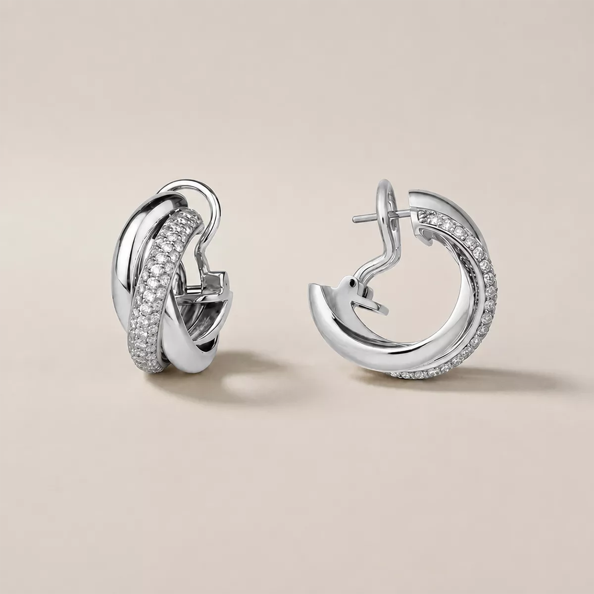 Pavé CZ Interlocking Hoop Earrings - view 6