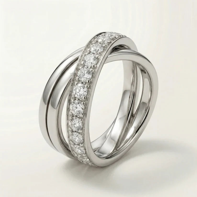 Pavé CZ Intertwined Band Ring