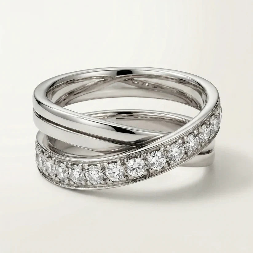 Pavé CZ Intertwined Band Ring - view 4