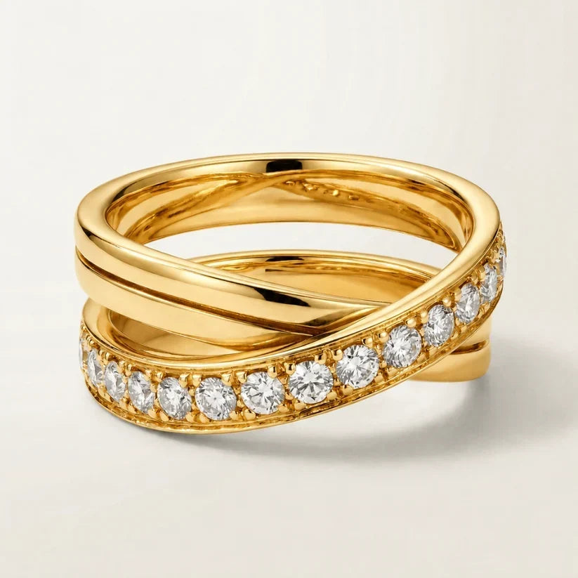 Pavé CZ Intertwined Band Ring - view 5