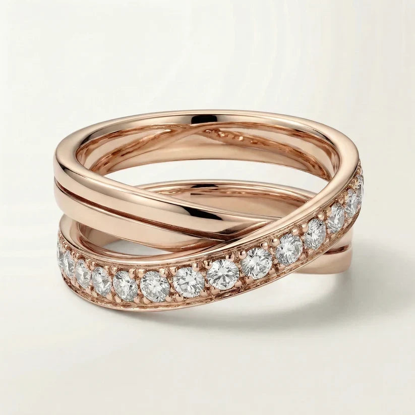 Pavé CZ Intertwined Band Ring - view 6
