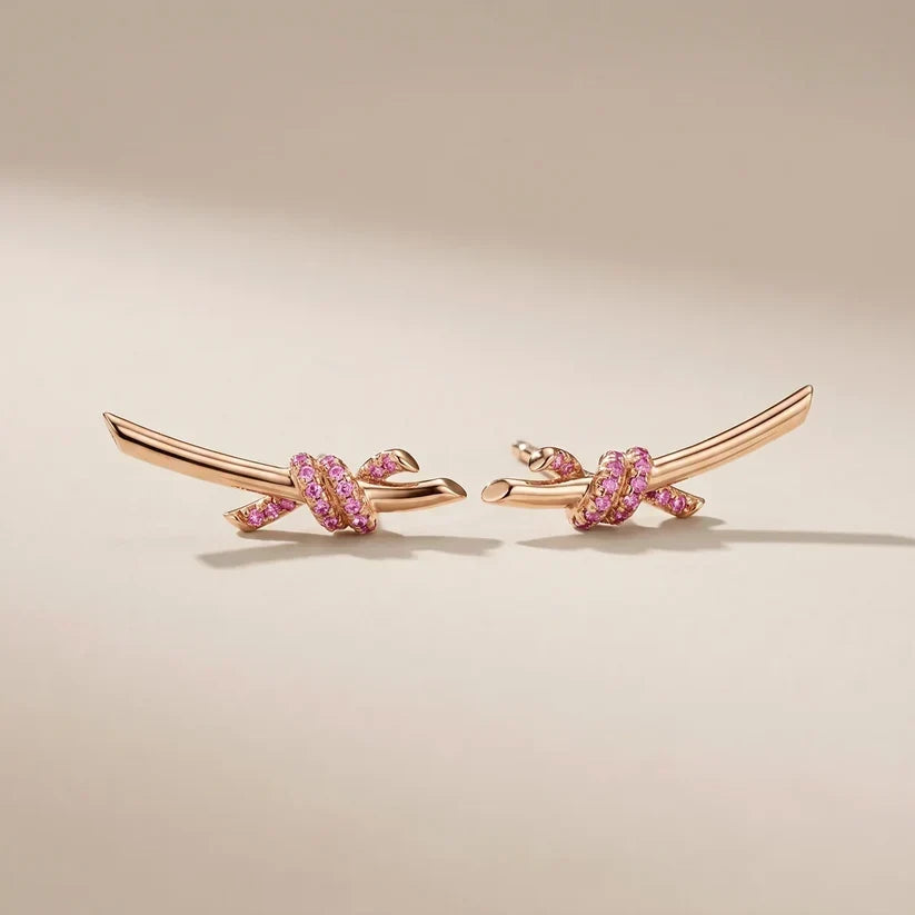 Pavé CZ Knot Ear Climber Earrings