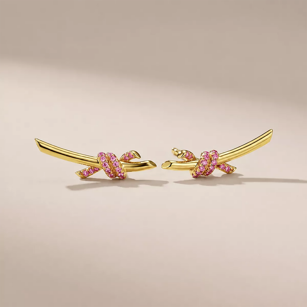 Pavé CZ Knot Ear Climber Earrings - view 5