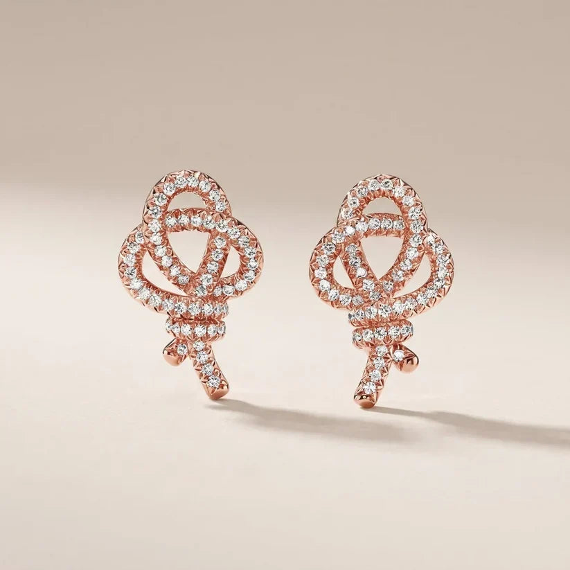 Pavé CZ Knot Stud Earrings