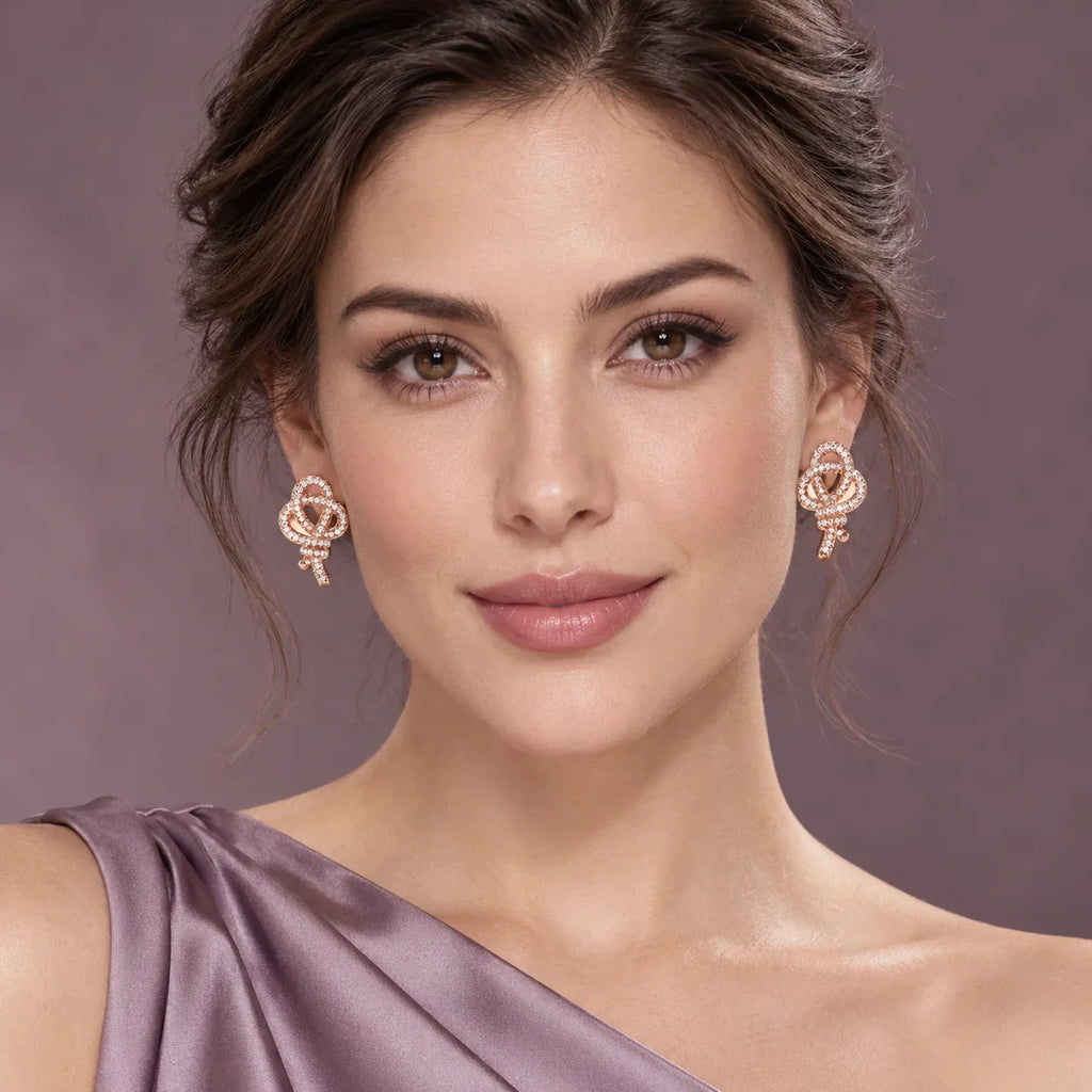 Pavé CZ Knot Stud Earrings - view 2