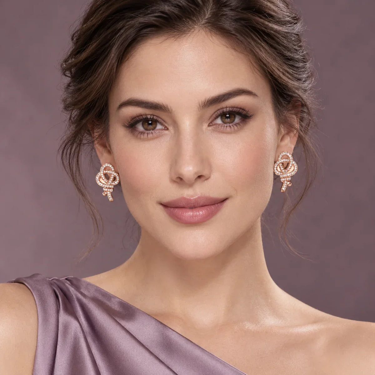 Pavé CZ Knot Stud Earrings - view 2