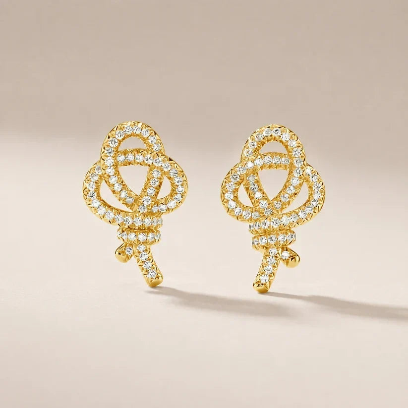 Pavé CZ Knot Stud Earrings - view 5