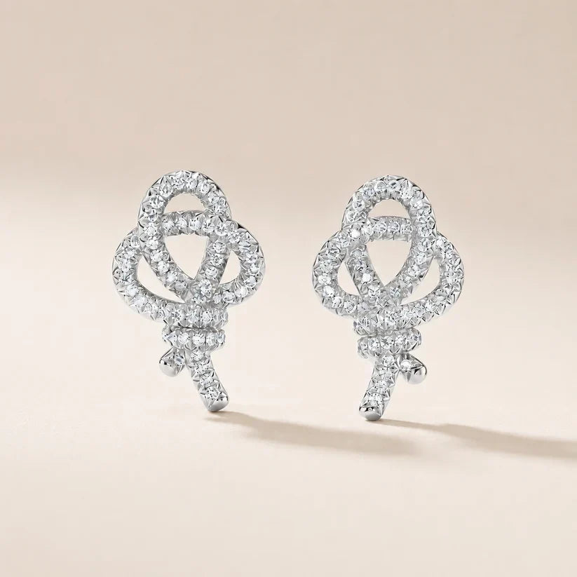 Pavé CZ Knot Stud Earrings - view 6