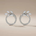 Pavé CZ Leaf Circle Stud Earrings