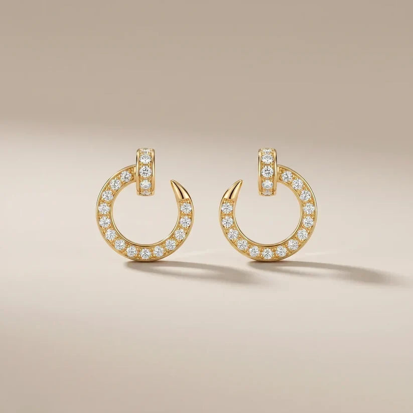 Pavé CZ Open Hoop Stud Earrings