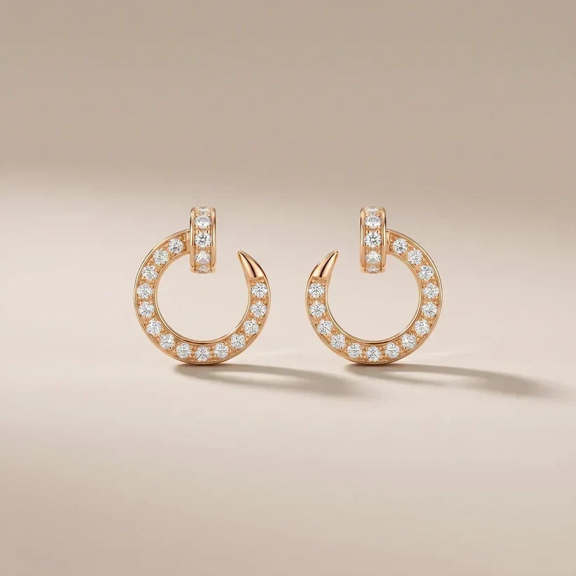 Pavé CZ Open Hoop Stud Earrings - view 5