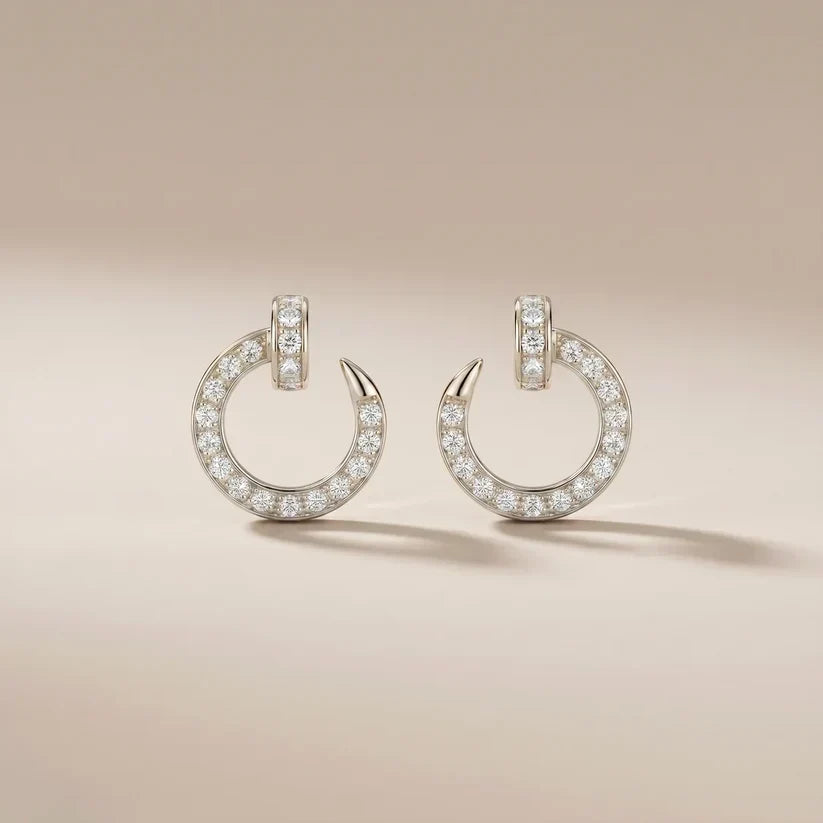 Pavé CZ Open Hoop Stud Earrings - view 6