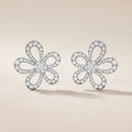Pavé CZ Open Petal Stud Earrings