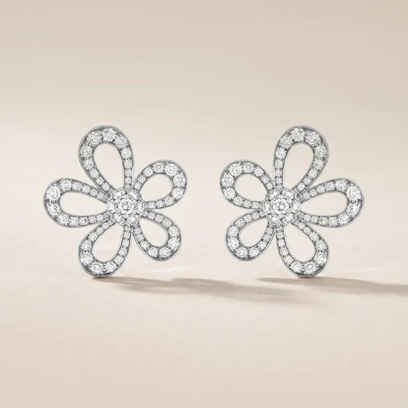 Pavé CZ Open Petal Stud Earrings
