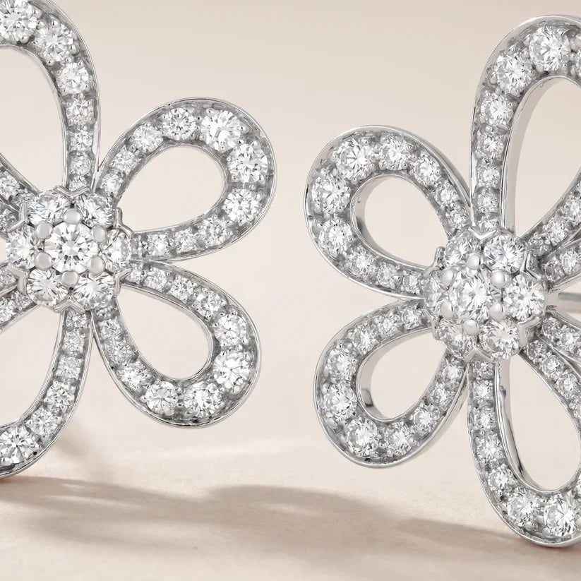 Pavé CZ Open Petal Stud Earrings - view 4
