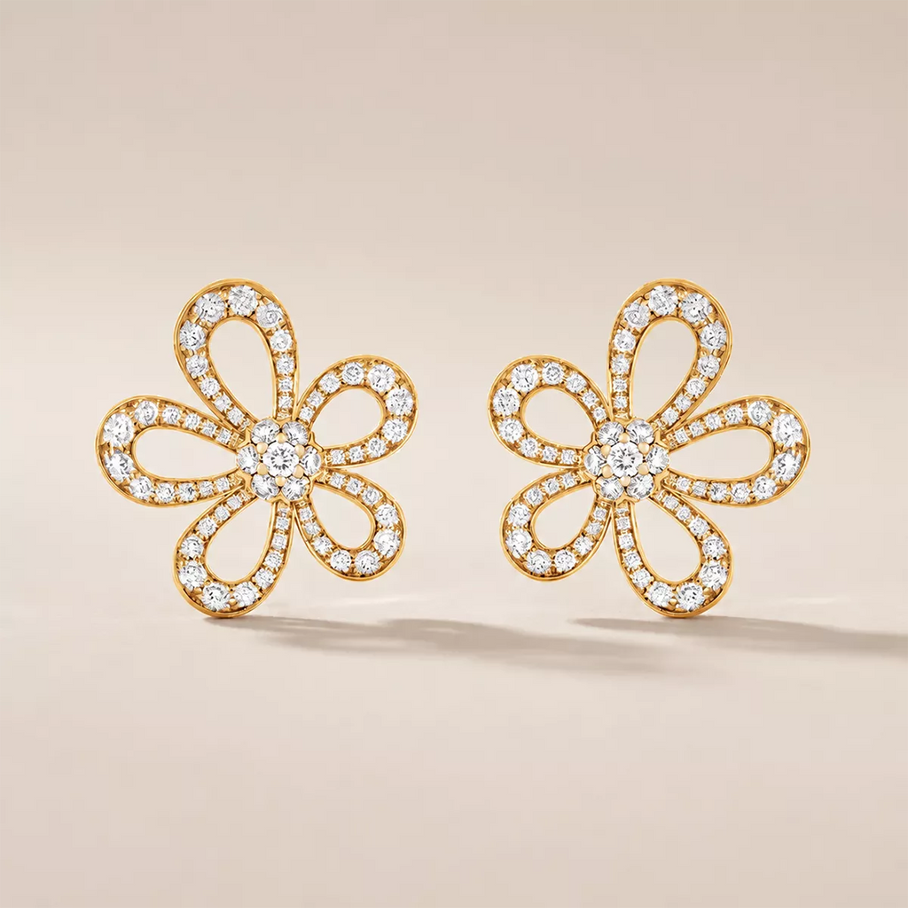 Pavé CZ Open Petal Stud Earrings - view 5