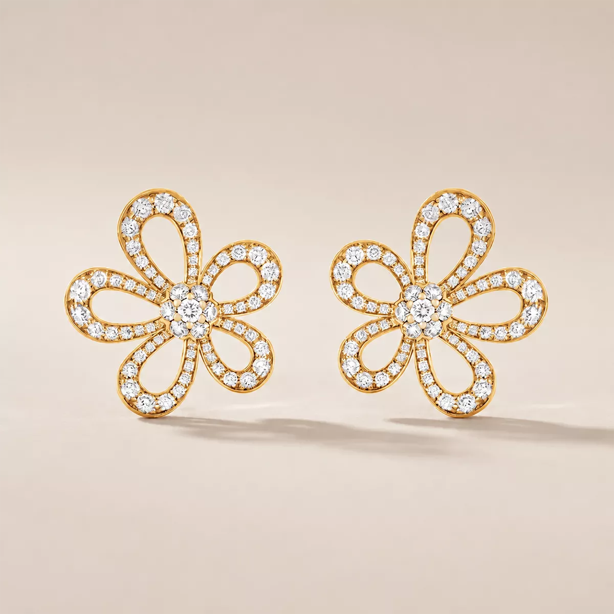 Pavé CZ Open Petal Stud Earrings - view 5