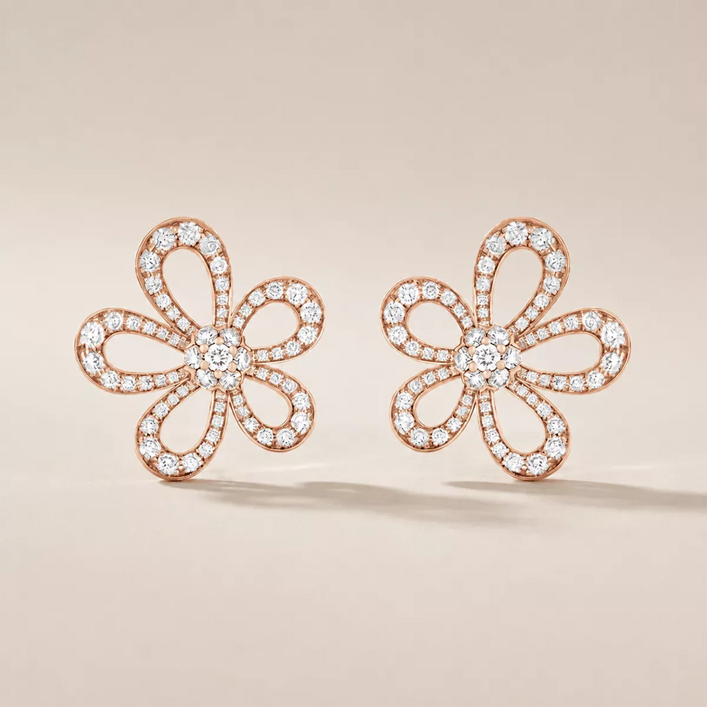 Pavé CZ Open Petal Stud Earrings - view 6