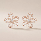 Pavé CZ Open Petal Stud Earrings - view 6