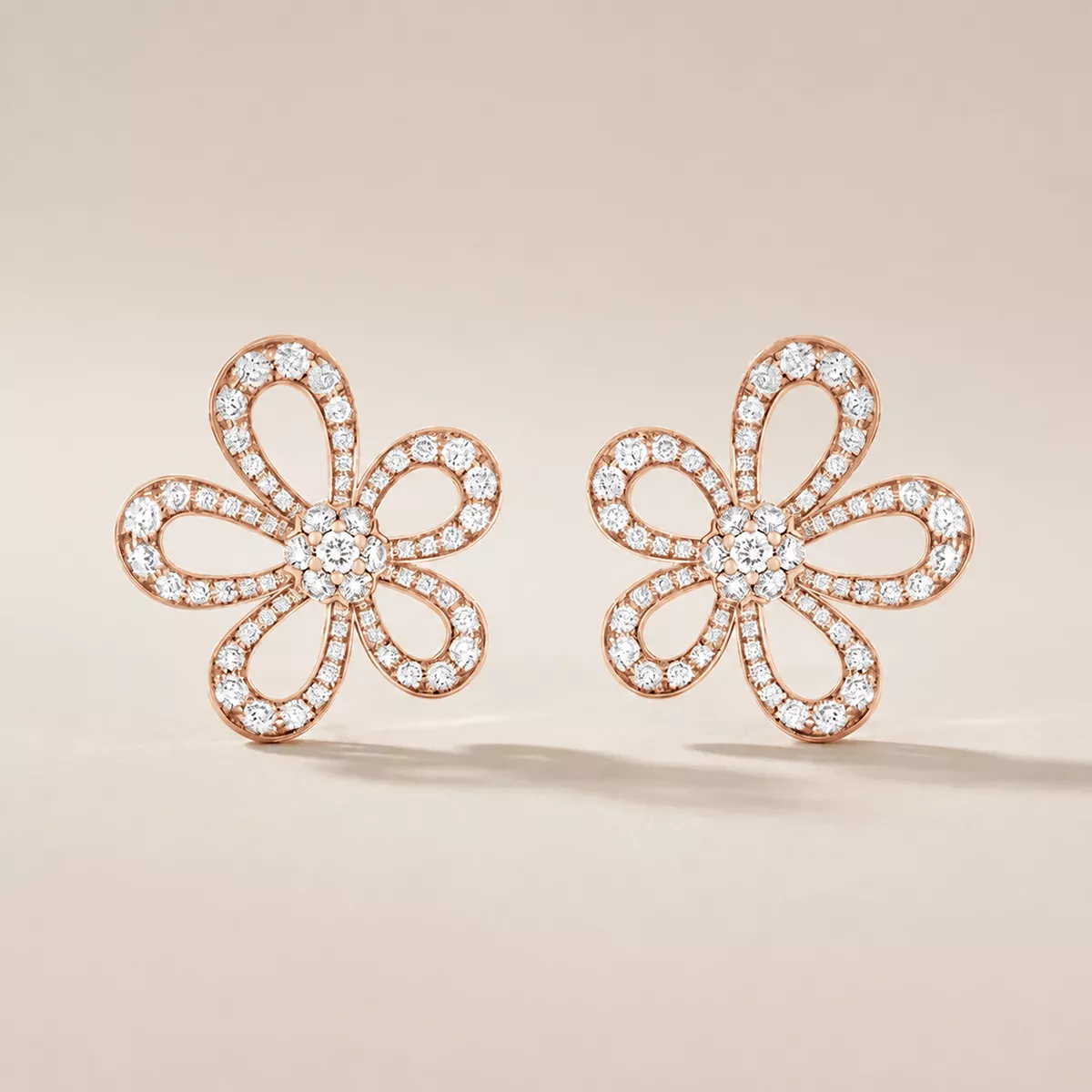 Pavé CZ Open Petal Stud Earrings - view 6