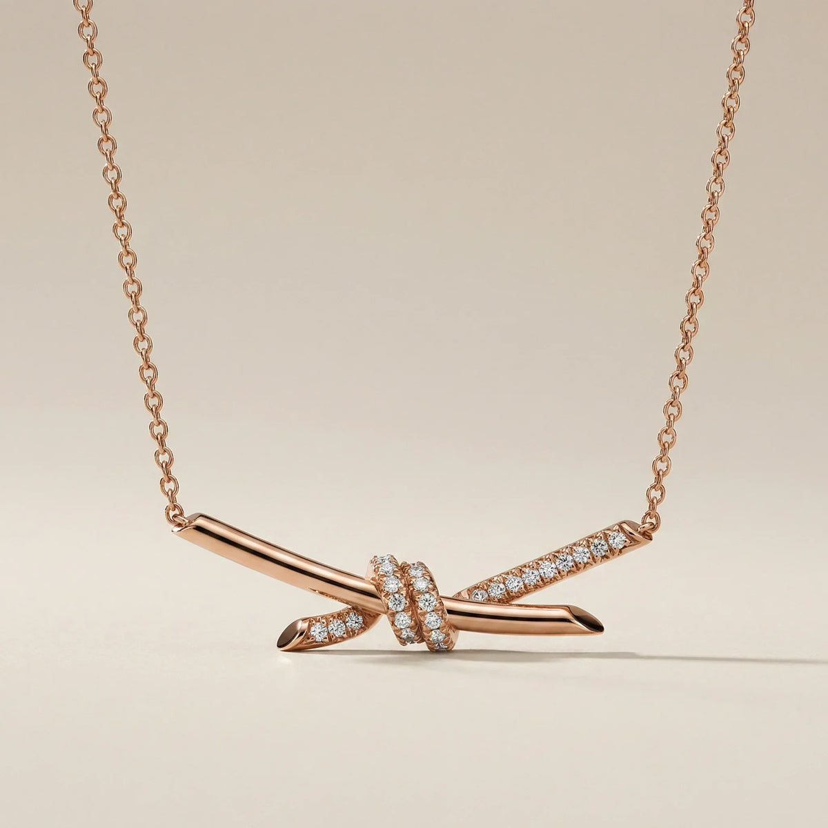 Pavé CZ Sculpted Knot Necklace