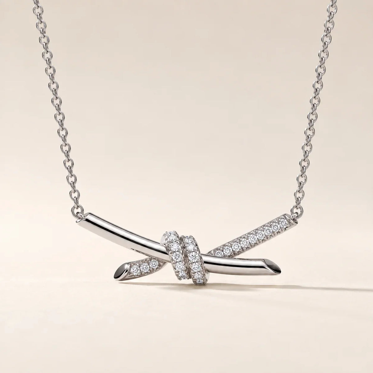 Pavé CZ Sculpted Knot Necklace - view 6