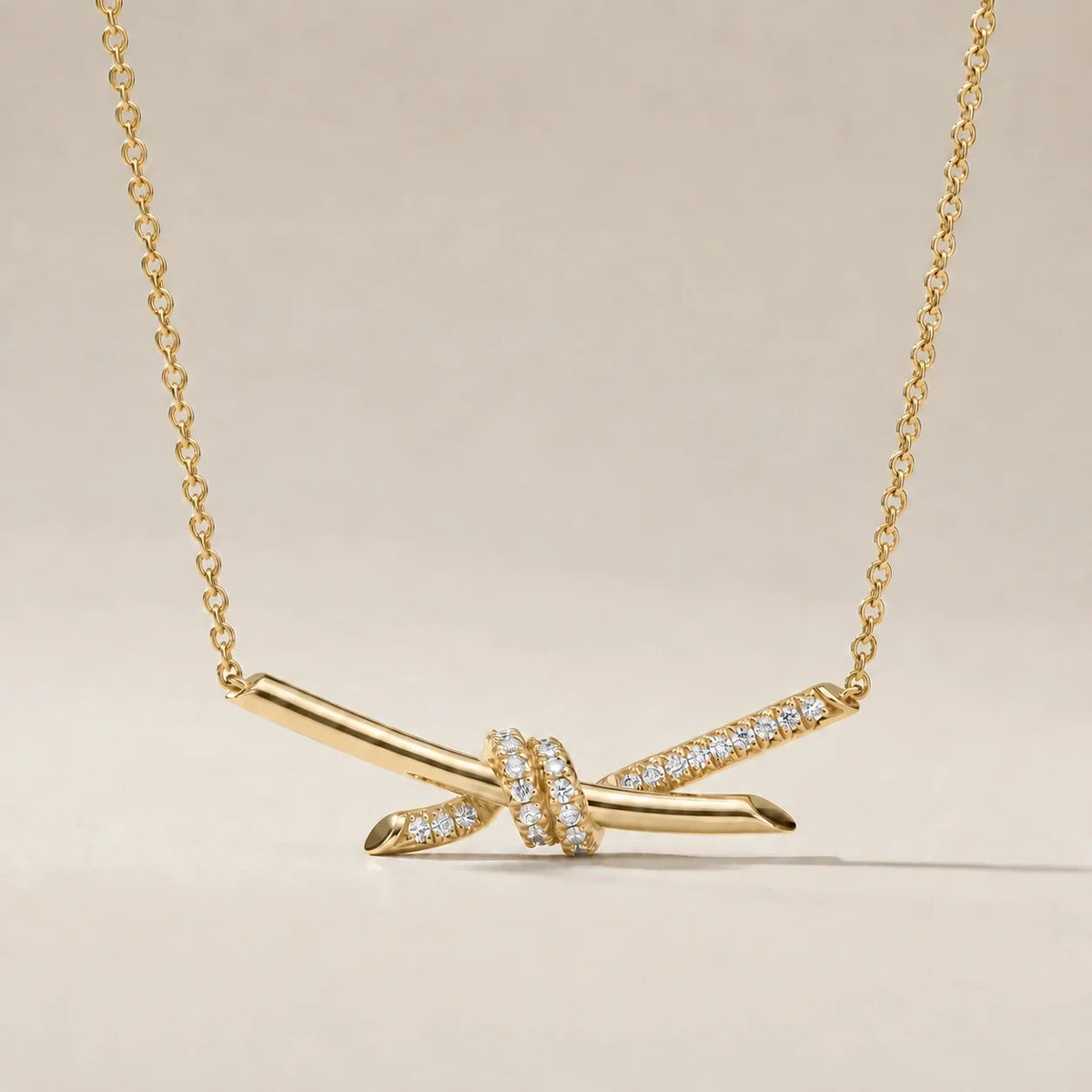 Pavé CZ Sculpted Knot Necklace - view 7