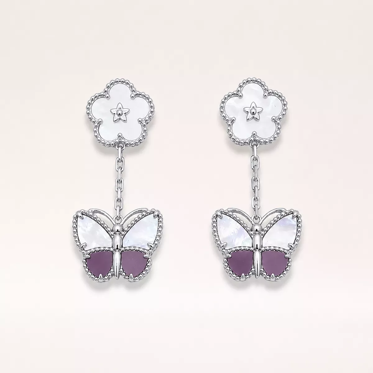 Pearl Inlay Butterfly Drop Earrings - view 5
