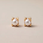 Pearl Square Stud Earrings