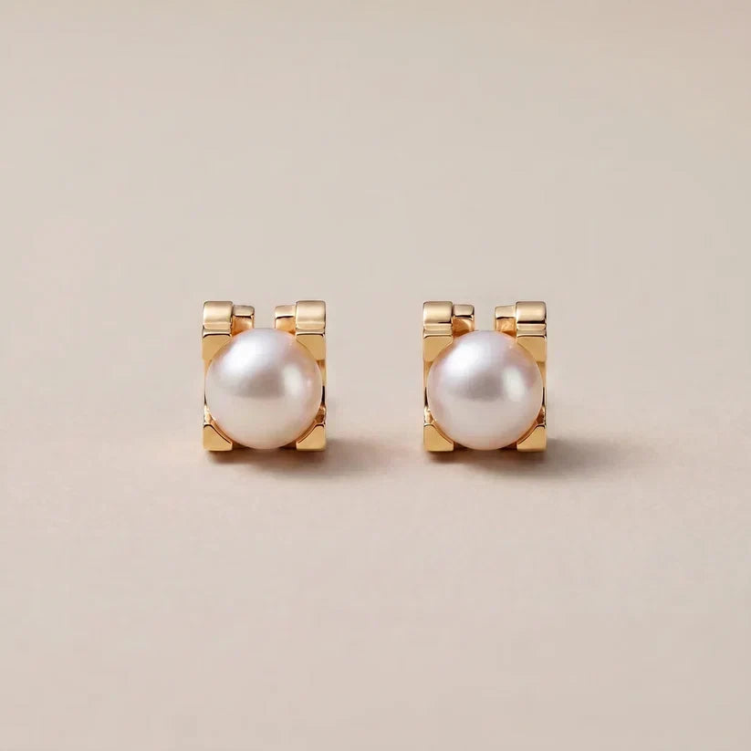 Pearl Square Stud Earrings