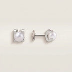Pearl Square Stud Earrings - view 5