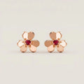 Red CZ Floral Stud Earrings