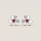 Red CZ Floral Stud Earrings - view 4