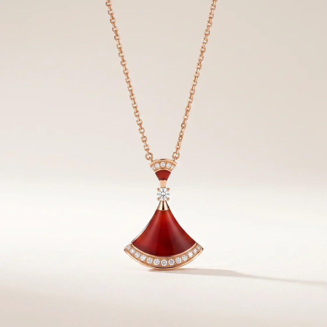 Red Fan CZ Necklace