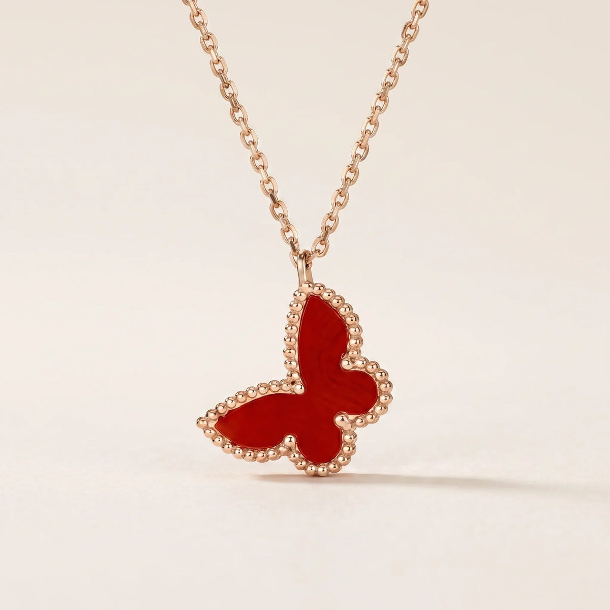 Red Inlay Butterfly Pendant Necklace - view 7
