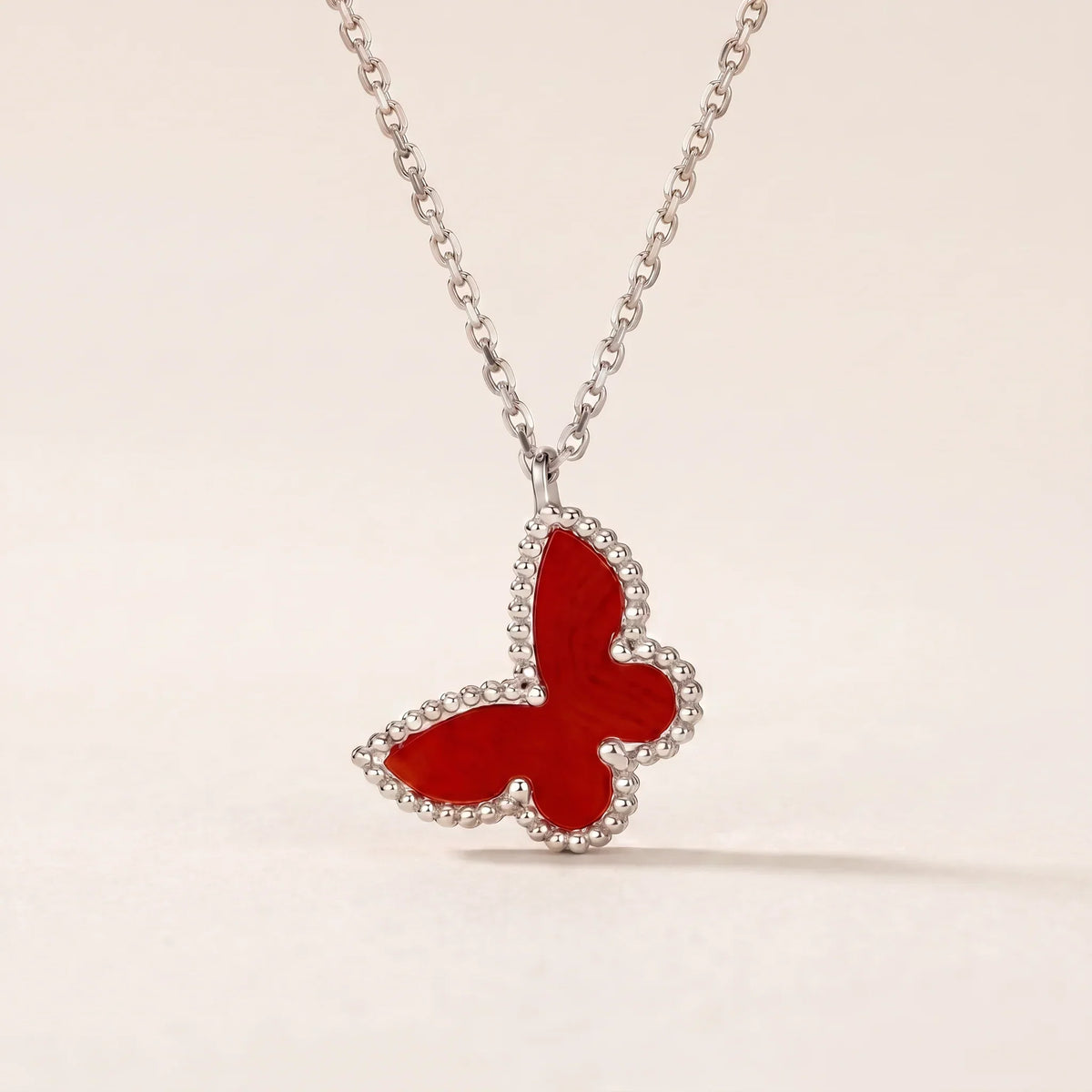 Red Inlay Butterfly Pendant Necklace - view 8