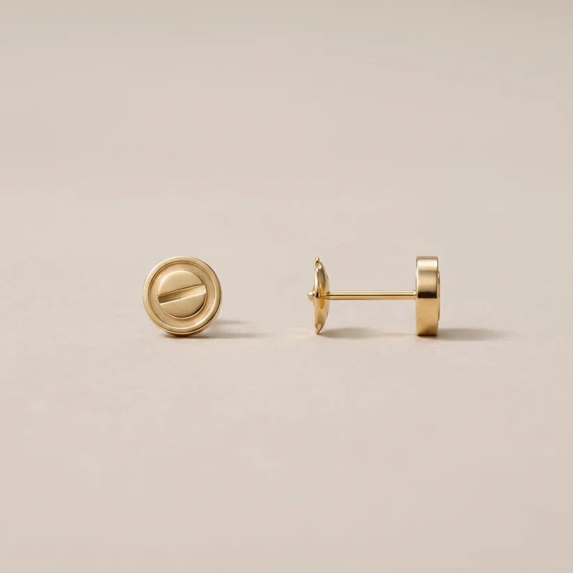 Sculpted Disc Stud Earrings
