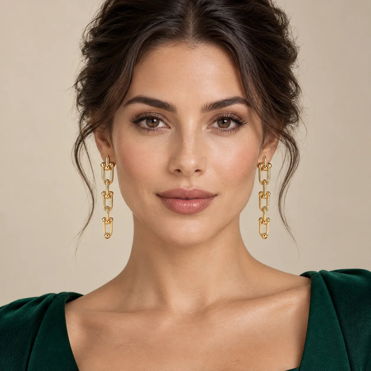Sculpted Link Drop Earrings - view 2