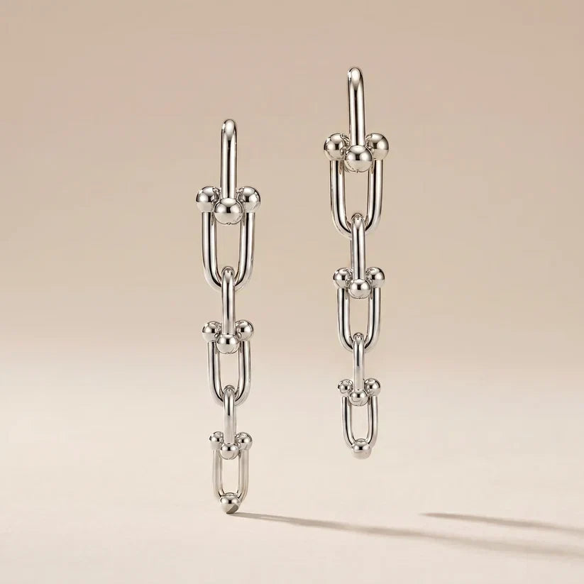 Sculpted Link Drop Earrings - view 6