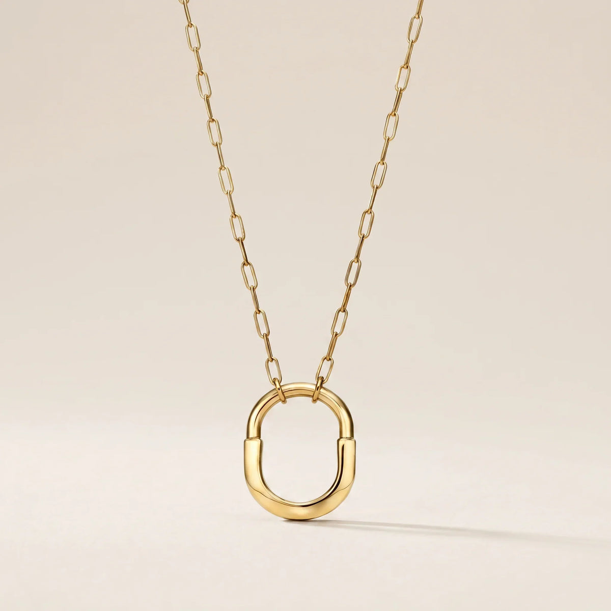 Sculpted Oval Link Pendant Necklace