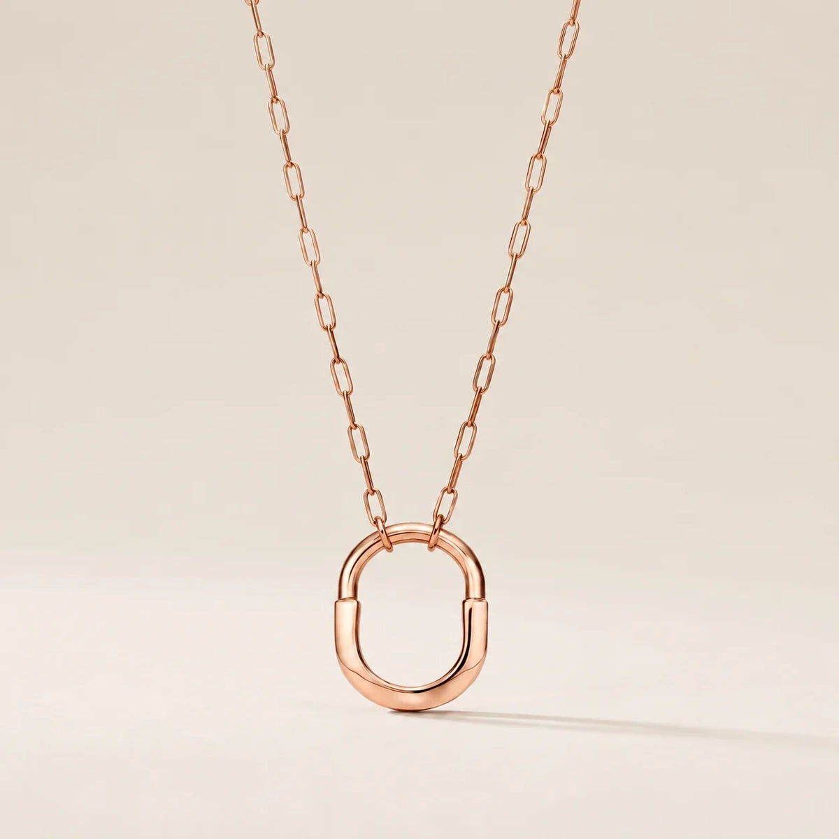 Sculpted Oval Link Pendant Necklace - view 6