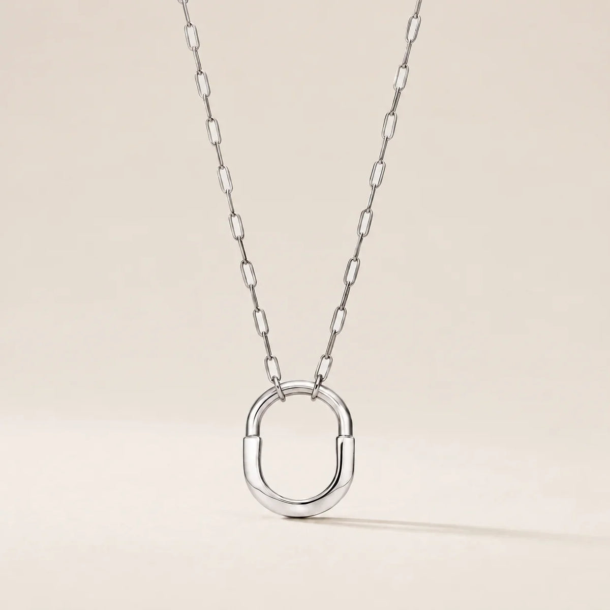 Sculpted Oval Link Pendant Necklace - view 7