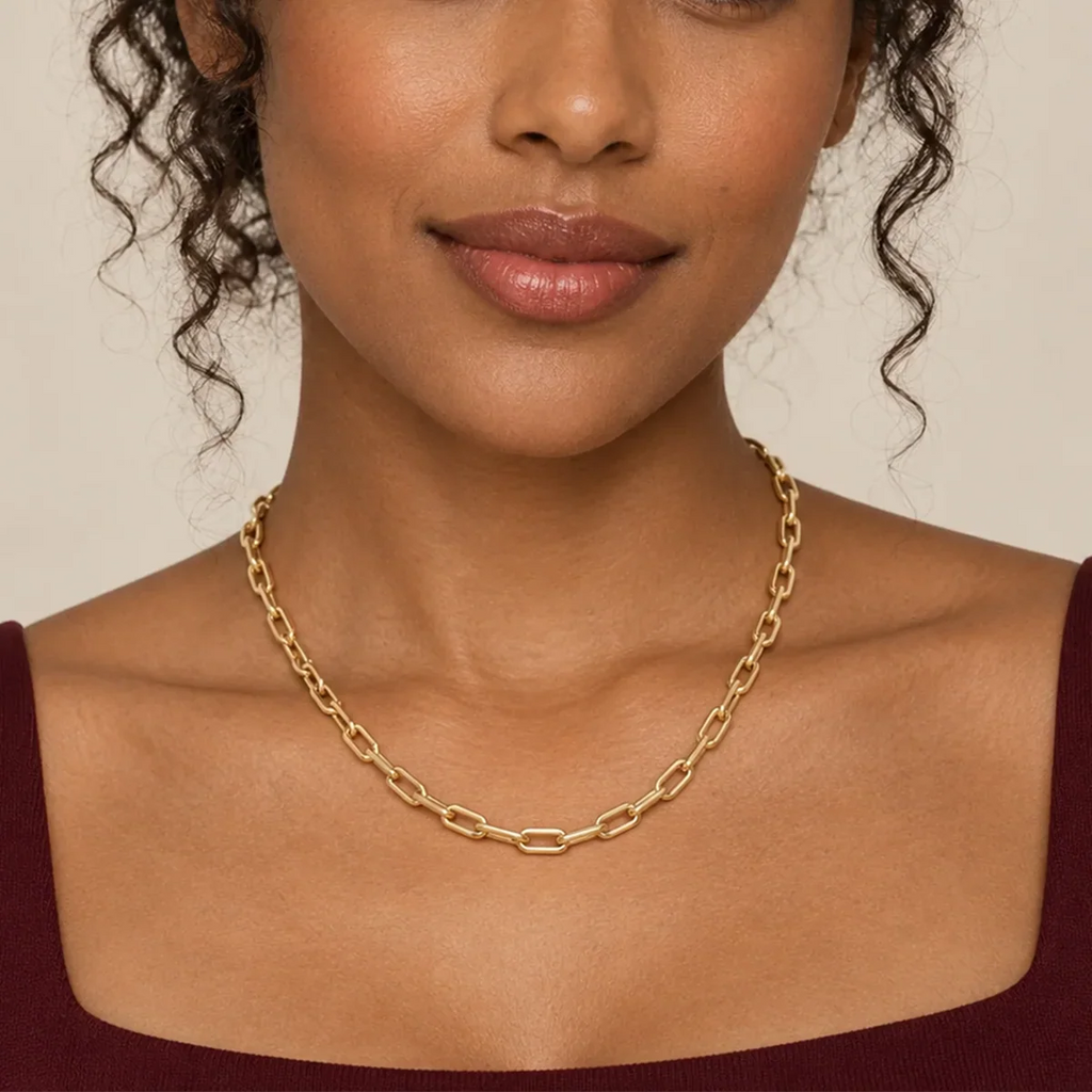 Sculpted Paperclip Link Chain Necklace - view 3