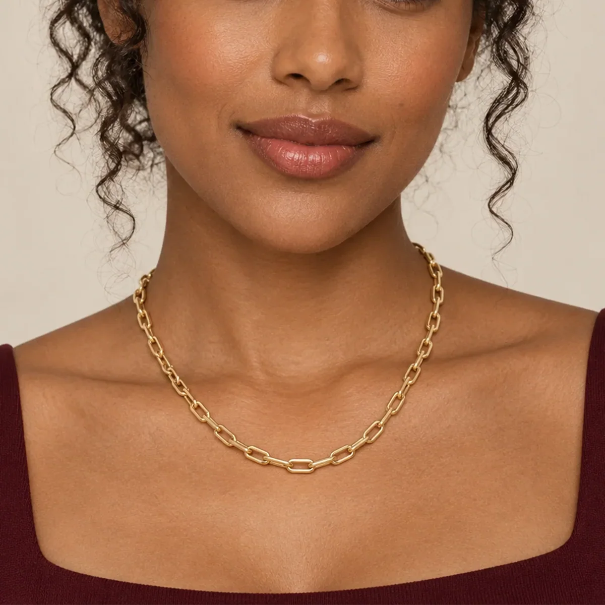 Sculpted Paperclip Link Chain Necklace - view 3
