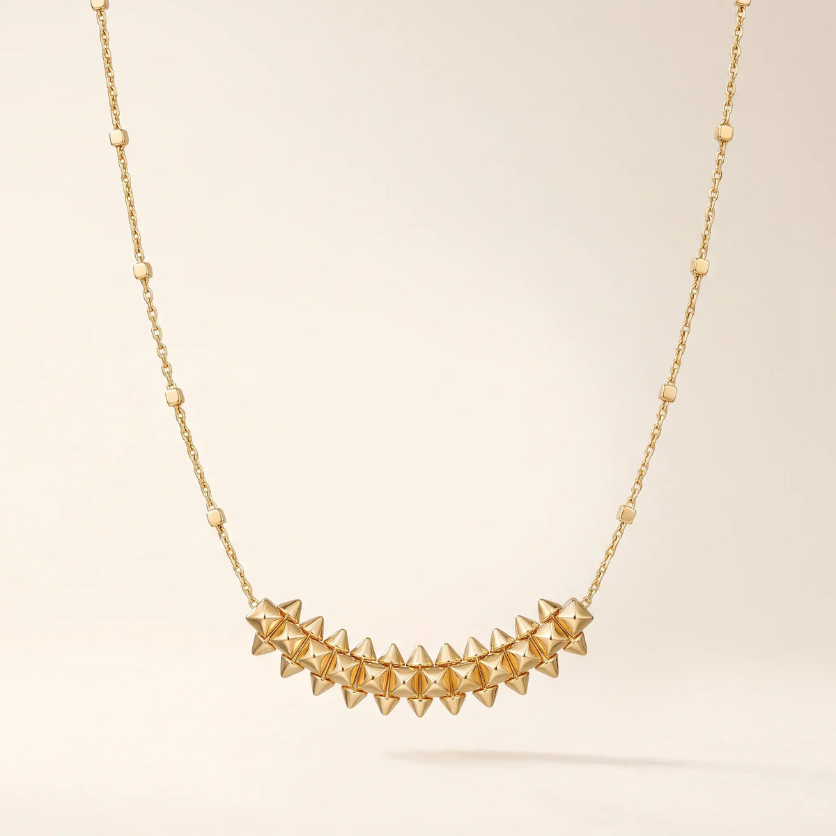 Sculpted Pyramid Fringe Necklace