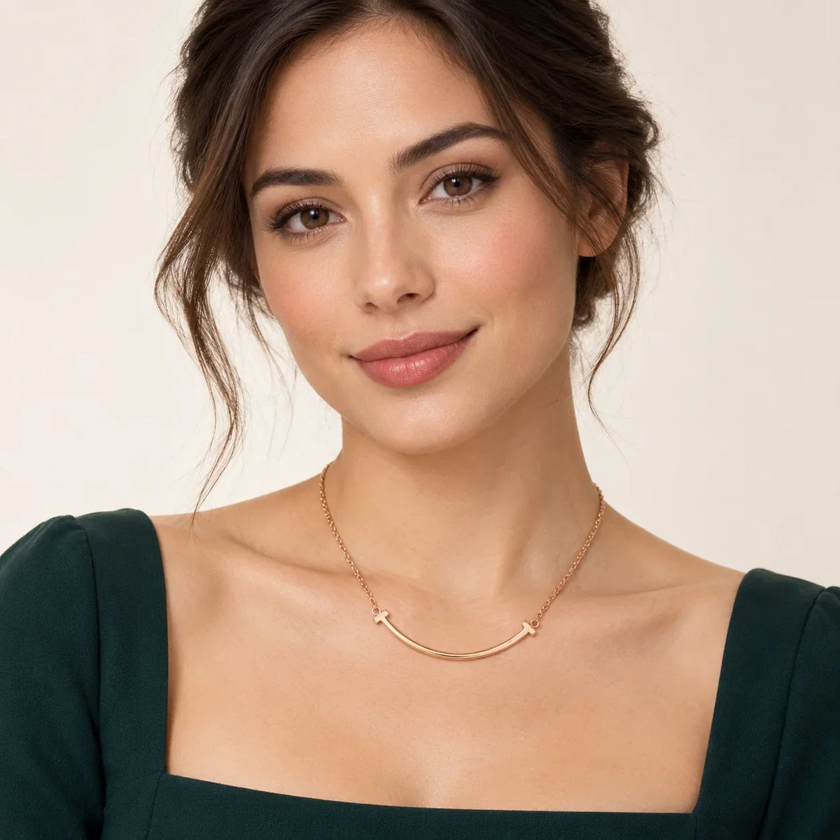 Sculpted Smile Bar Necklace - view 2
